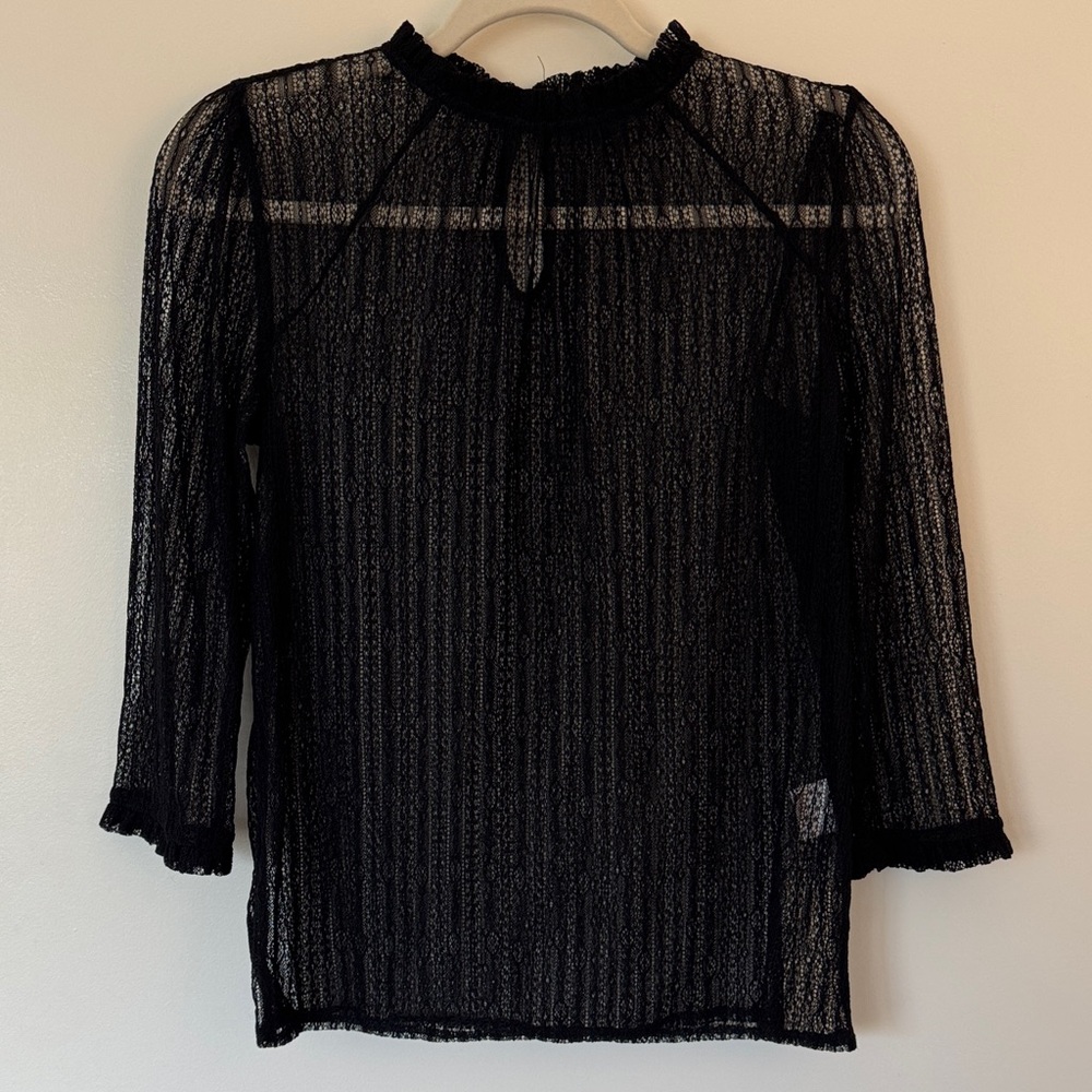 Modcloth Sheer Black Lace Blouse